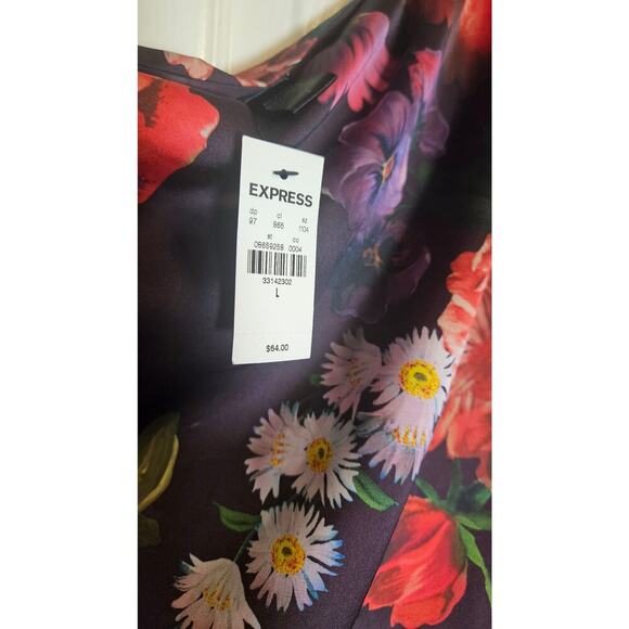 ONE SHOULDER BALLOON SLV TIE WAIST BLS DIGITIAL LUXE FLORAL PRINT-MULTI: L - Picture 7 of 8